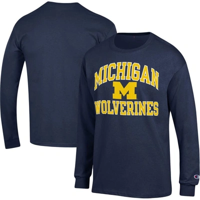 Shop Champion Navy Michigan Wolverines High Motor Long Sleeve T-shirt