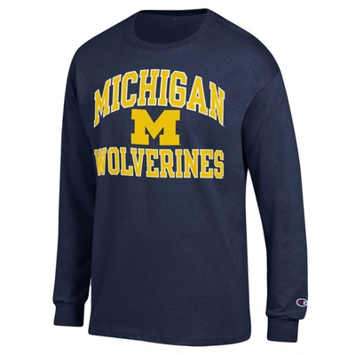 Shop Champion Navy Michigan Wolverines High Motor Long Sleeve T-shirt