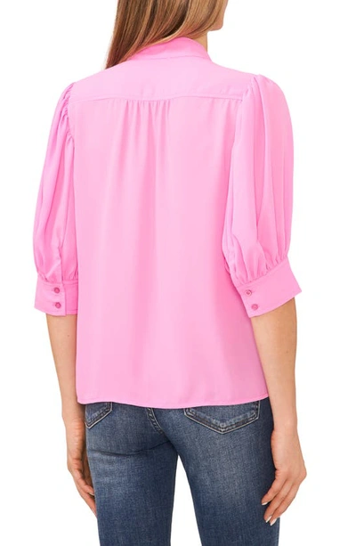 Shop Cece Puff Sleeve Button-up Shirt In Sweet Pink