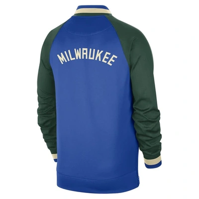Shop Nike Royal/hunter Green Milwaukee Bucks 2022/23 City Edition Showtime Thermaflex Full-zip Jacket