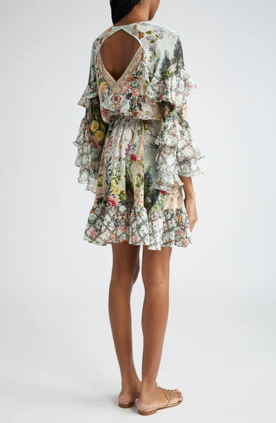 Shop Camilla Ruffle Silk Wrap Minidress In Renaissance Romance