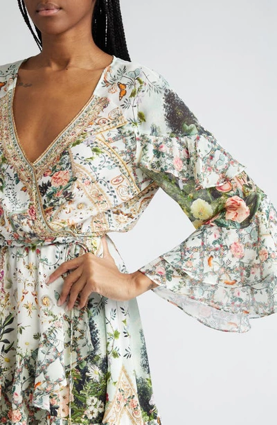Shop Camilla Ruffle Silk Wrap Minidress In Renaissance Romance