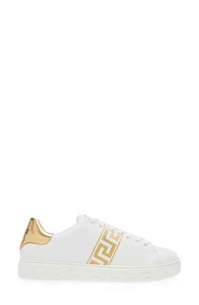 Shop Versace Barocco Greca Jacquard Low Top Sneaker In 2w110-white Gold