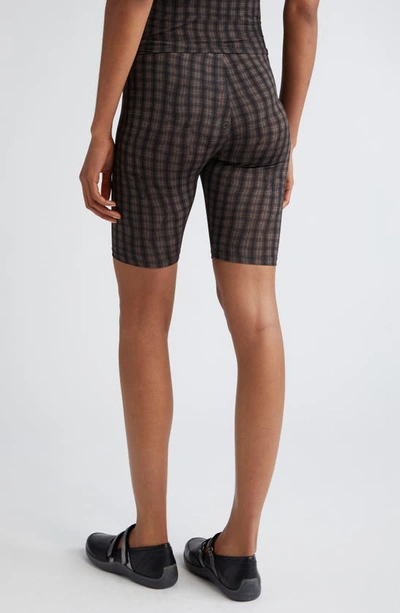 Shop Paloma Wool Deck Plaid Stretch Jersey Bike Shorts In Dark Brown