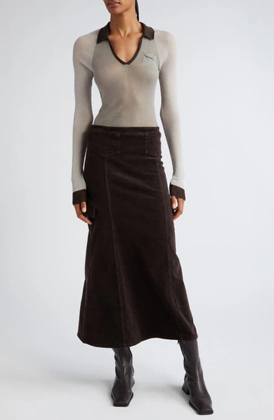 Paloma Wool Torrentbo Colorblock Johnny Collar Crop Polo In Grey