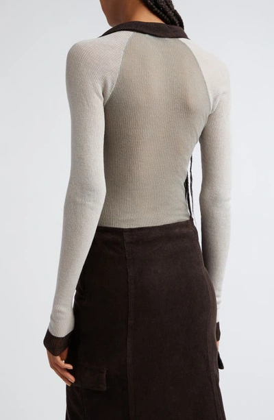 Paloma Wool Torrentbo Colorblock Johnny Collar Crop Polo In Grey