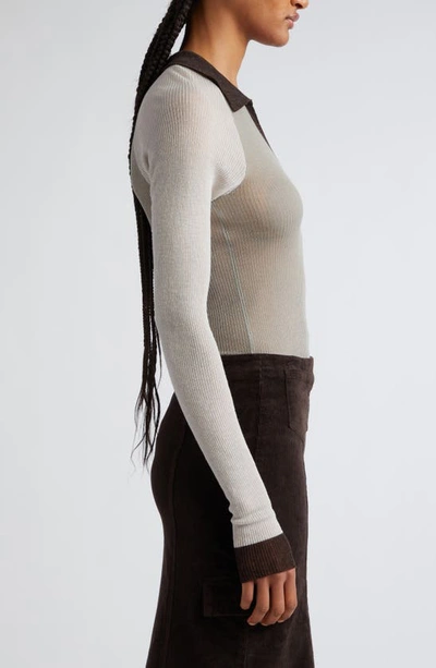 Paloma Wool Torrentbo Colorblock Johnny Collar Crop Polo In Grey