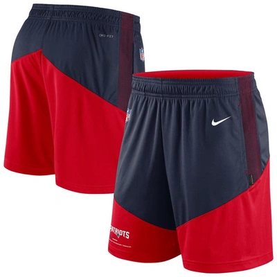 Shop Nike Navy/red New England Patriots Sideline Primary Lockup Performance Shorts