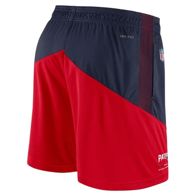 Shop Nike Navy/red New England Patriots Sideline Primary Lockup Performance Shorts