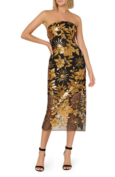Shop Milly Kait Holiday Nights Sequin Strapless Dress In Gold Multi