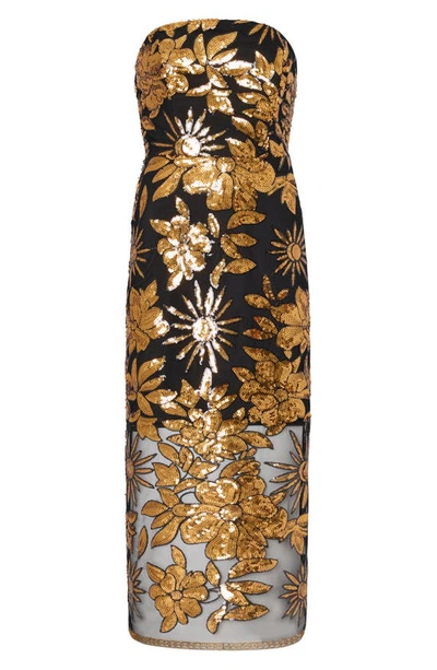 Shop Milly Kait Holiday Nights Sequin Strapless Dress In Gold Multi