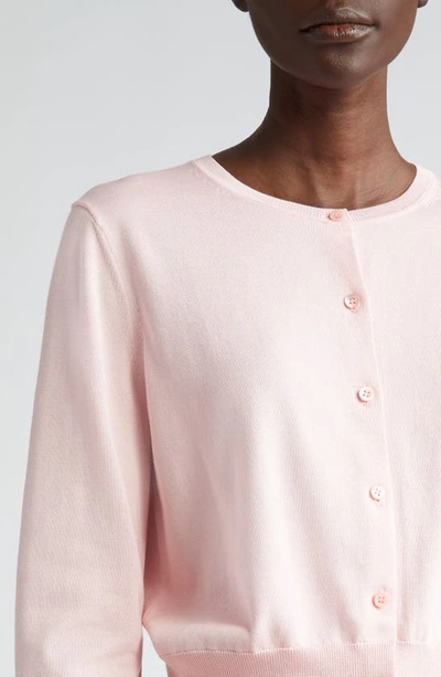Shop Carolina Herrera Crop Silk & Cotton Cardigan In Blush