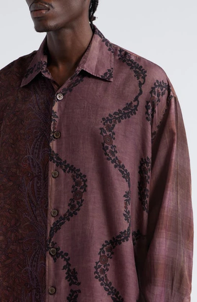 Shop Our Legacy Borrowed Patchwork Panel Cotton & Silk Button-up Shirt In Antique Wallpaper Print
