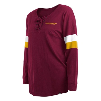 Shop New Era Burgundy Washington Commanders Plus Size Athletic Varsity Lace-up V-neck Long Sleeve T-shirt