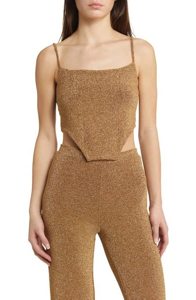 Shop Something New Nadia Metallic Crop Camisole In Rich Gold