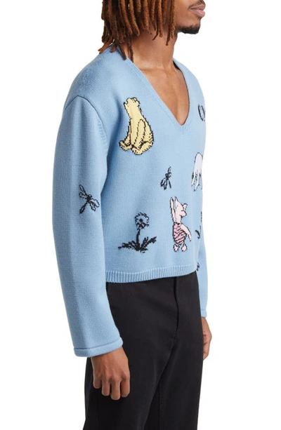 Shop Connor Mcknight X Disney Winnie The Pooh Intarsia Merino Wool Sweater In Blue