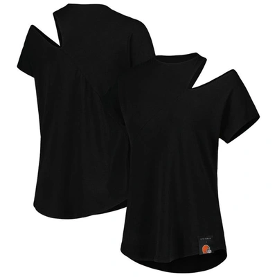 Shop Kiya Tomlin Black Cleveland Browns Cut Out Tri-blend Shirt