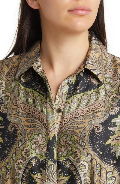 Shop Kobi Halperin Print Long Sleeve Maxi Shirtdress In Natural Multi