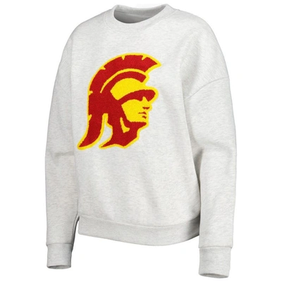 Shop Gameday Couture Heather Gray Usc Trojans Chenille Patch Fleece Pullover Sweatshirt