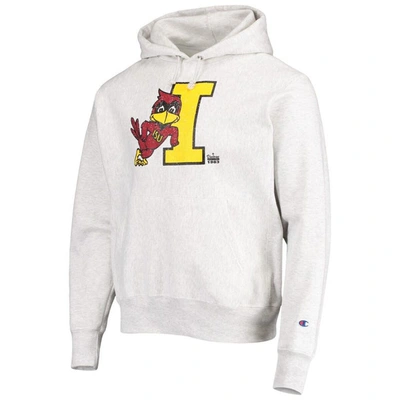 Shop Champion Heathered Gray Iowa State Cyclones Team Vault Logo Reverse Weave Pullover Hoodie In Heather Gray