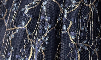 Shop Popatu Metallic Lace Overlay Dress In Navy