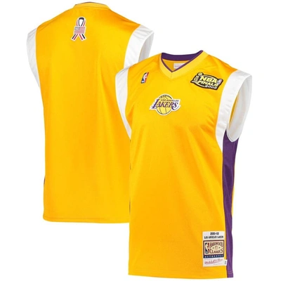 Shop Mitchell & Ness Gold Los Angeles Lakers 2002 Nba Finals Hardwood Classics On-court Authentic Sleevel
