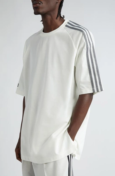 Shop Y-3 3-stripes Cotton & Recycled Polyester T-shirt In Off White