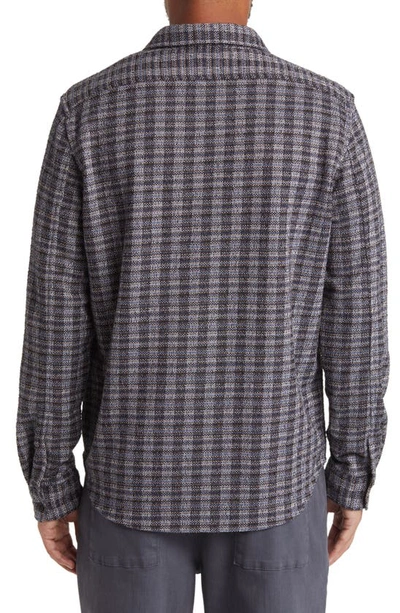 Shop Wax London Trin Jacquard Check Button-up Shirt In Navy/ Ecru