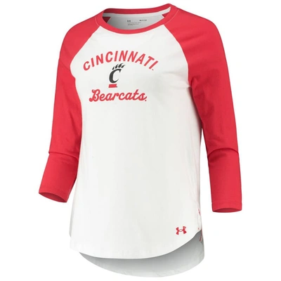Shop Under Armour White/red Cincinnati Bearcats Baseball Raglan 3/4 Sleeve T-shirt