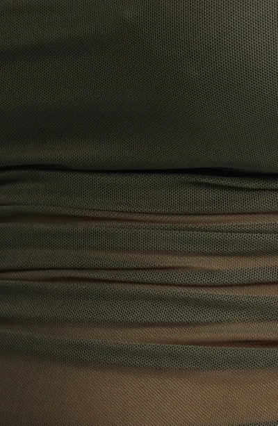 Open Edit Ruched Mesh Camisole In Green City