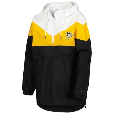 Shop Tommy Hilfiger Black/gold Pittsburgh Penguins Staci Half-zip Windbreaker Jacket