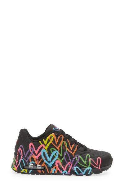 Skechers Uno Highlight Love Sneaker In Black/ Multi