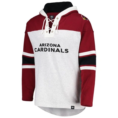 Shop 47 ' Arizona Cardinals Heather Gray Gridiron Lace-up Pullover Hoodie