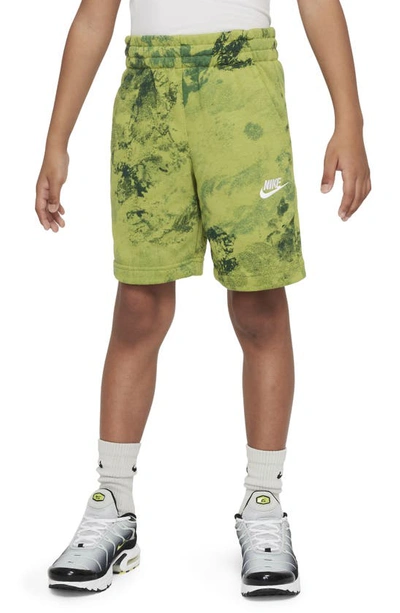 Shop Nike Kids' Club Fleece Midweight French Terry Shorts In Pear/ White