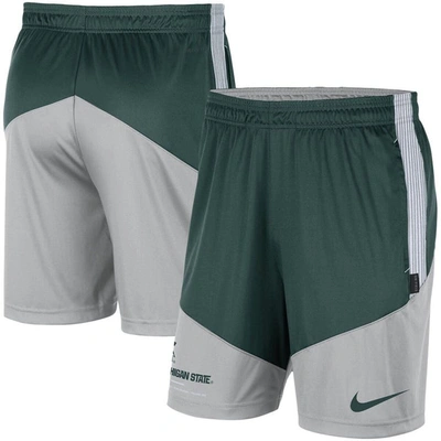 Shop Nike Green/gray Michigan State Spartans Team Performance Knit Shorts