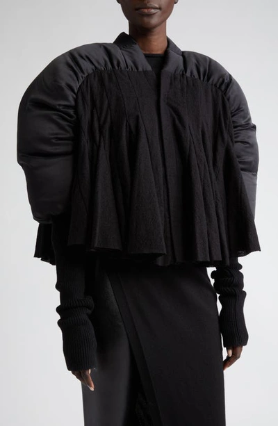 Shop Rick Owens Duvetessa Mixed Media Crop Jacket In Black