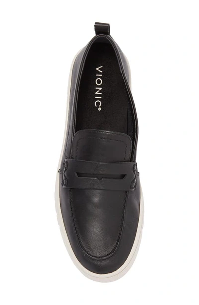 Vionic Chantel Penny Loafer Slip-on Sneaker In Black Leather