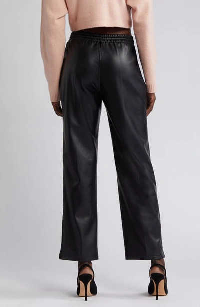 Shop Open Edit Faux Leather Drawstring Track Pants In Black