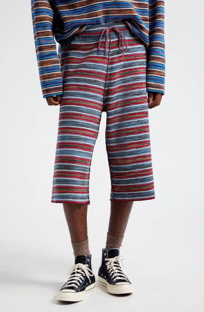 Shop Waste Yarn Project Milo Stripe Reversible One Of A Kind Sweater Shorts In Blue Red Multi
