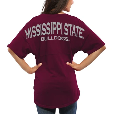 Shop Spirit Jersey Maroon Mississippi State Bulldogs  Oversized T-shirt