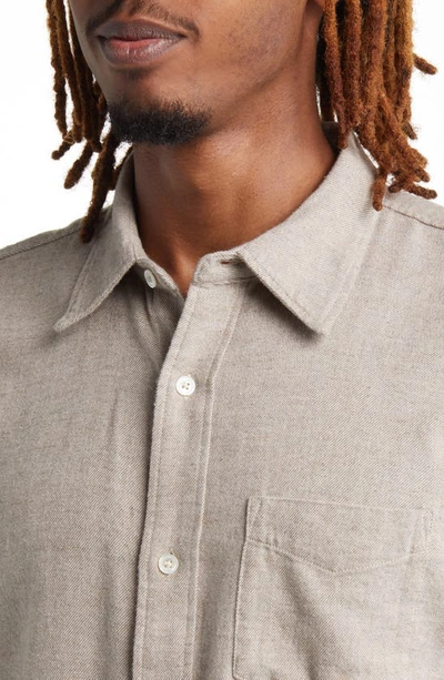 Shop Buck Mason Pacific Twill One Pocket Button-up Shirt In Natural/ Heather Grey