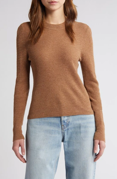 Shop Re/done Slim Fit Wool & Cashmere Waffle Knit Sweater In Chestnut