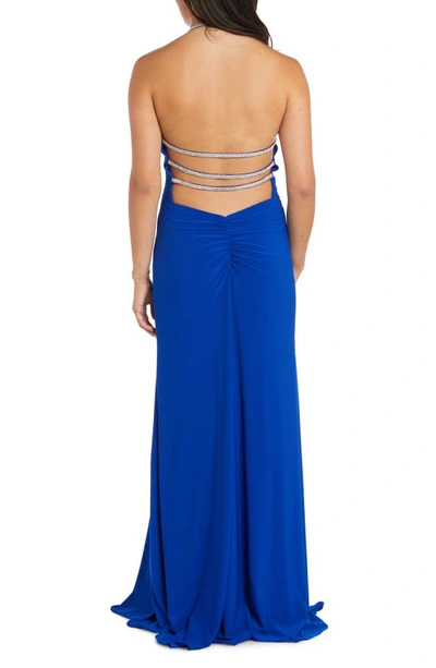 Shop Morgan & Co. Drape Front Gown In Royal