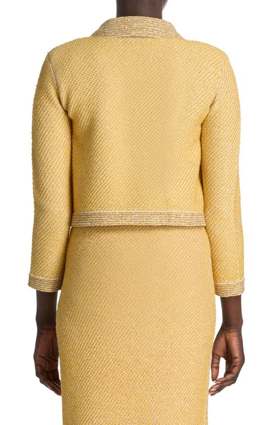 Shop St John Sequin Twill Knit Jacket In Golden Rod/ Light Khaki Multi