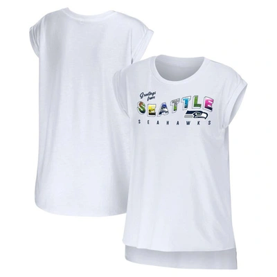 Shop Wear By Erin Andrews White Seattle Seahawks Greetings From Muscle T-shirt