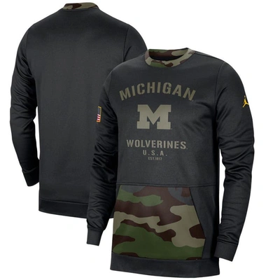 Shop Jordan Brand Black/camo Michigan Wolverines Military Appreciation Performance Pullover Sweatshirt