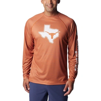 Shop Columbia Orange Texas Longhorns Big & Tall Terminal Tackle Raglan Omni-shade Long Sleeve T-shirt