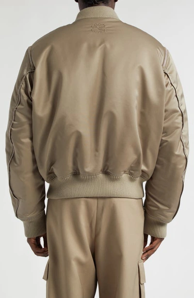 Shop Off-white Zip Sleeve Bomber Jacket In Beige