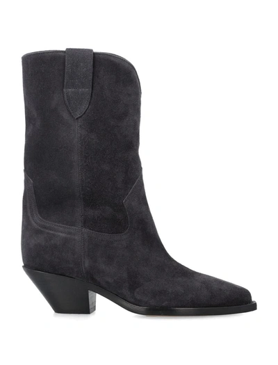Shop Isabel Marant Dahope Suede Cowboy Boots In Faded Black