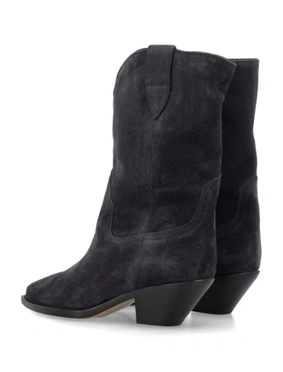 Shop Isabel Marant Dahope Suede Cowboy Boots In Faded Black